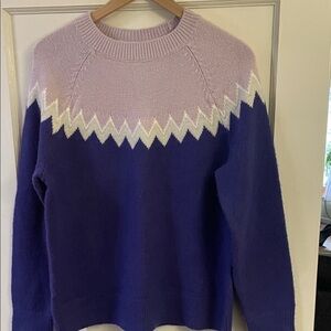 Ann Taylor Purple and Lavender Fair Isle Chevron Sweater Plush Alpine Cozy